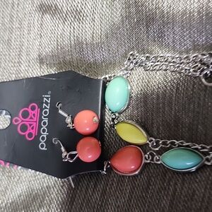 Multicolor Beaded Necklace and earrings